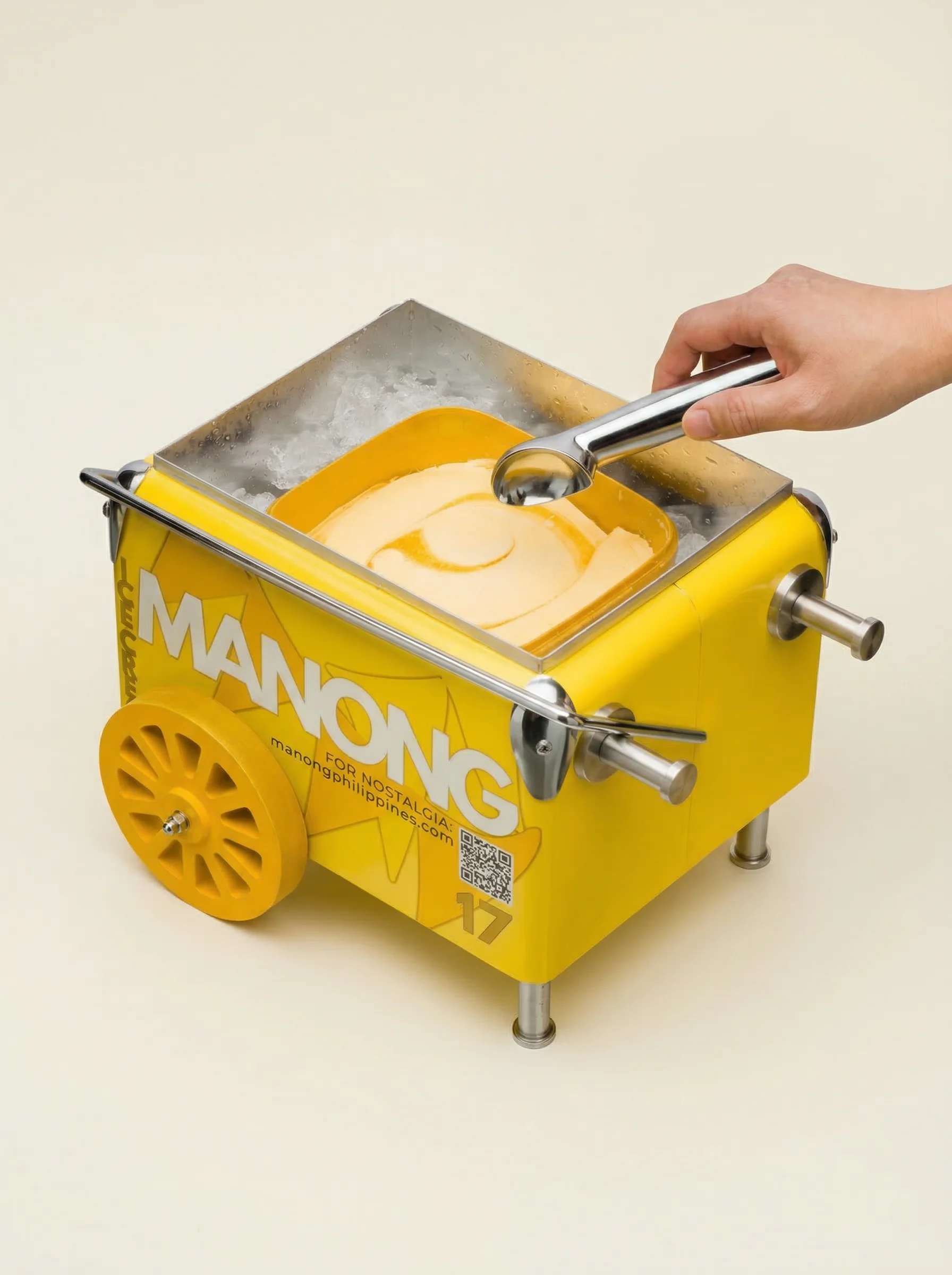 Mini Sorbetes Cart — open lid with ice cream tub